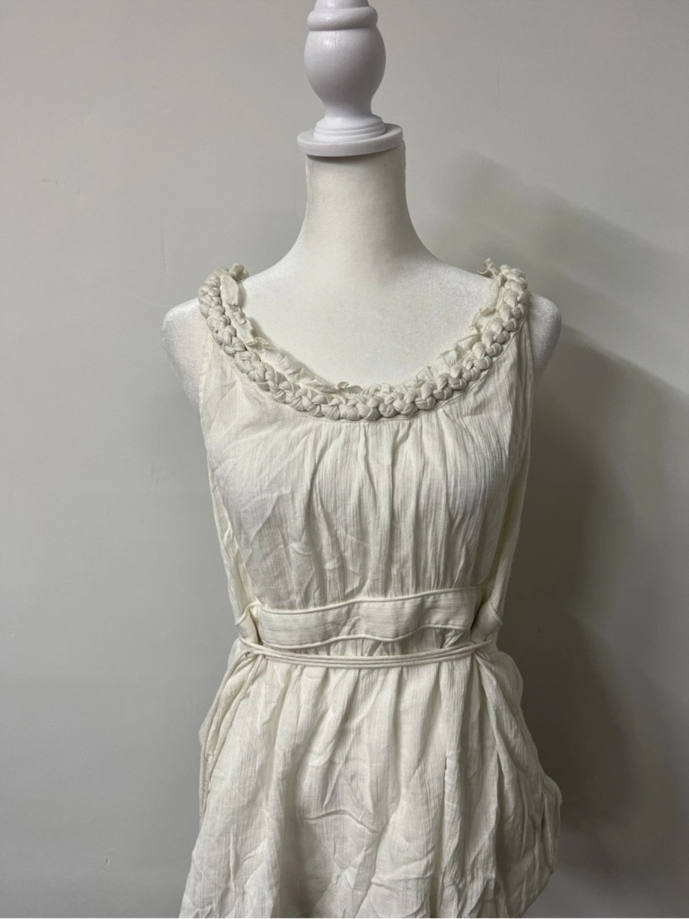 Anthropologie Ivory Gauze Braided Neck Tunic Top Boho NWT 6 - Picture 9 of 9